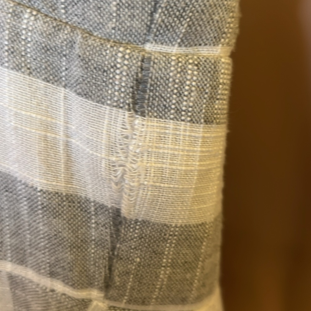 Sugar Lips xs linen lined sleeveless mid calf romper. Grey cream stripe - Picture 14 of 14